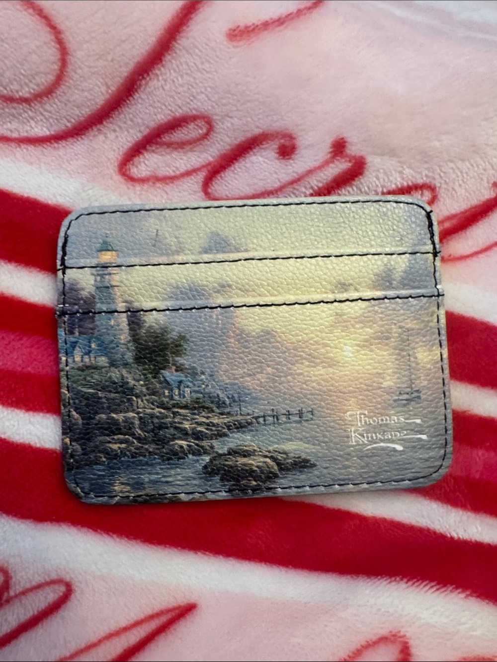 Thomas Kinkade Lighthouse Card Wallet in Blue, Cream, and Yellow